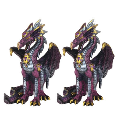 "2-PC Set" ICE ARMOR 5"H Purple Dragon Figurine Figurine Statue Ornament Home/Room Decor and Perfect Gift Ideas for House Warming, Holidays and Birthdays Great Collectible Addition
