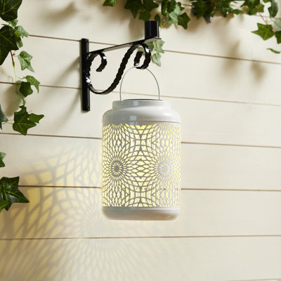 8.75"H Metal Cutout Solar Powered Outdoor Hanging Lantern