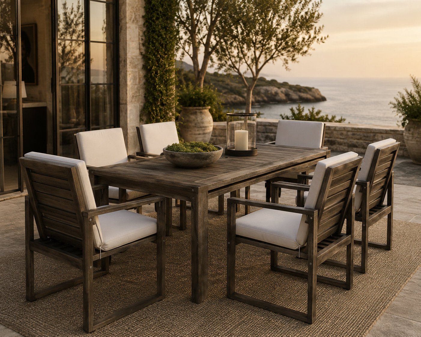 Joly 87" Eucalyptus Patio Dining Set