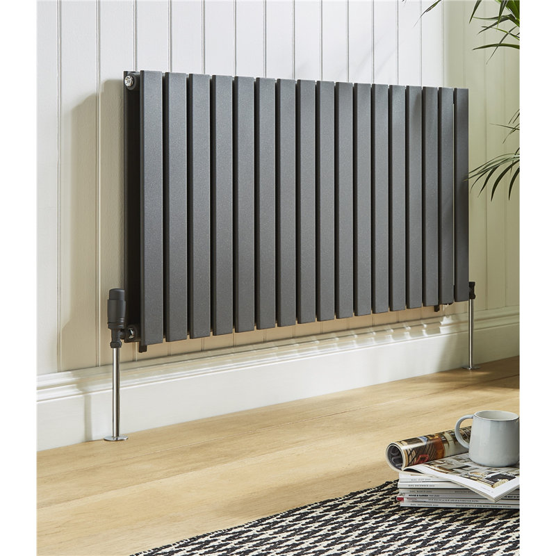 Clifton Horizontal Designer Radiator, 60cm H  x  77cm W  x  7cm D, Grey