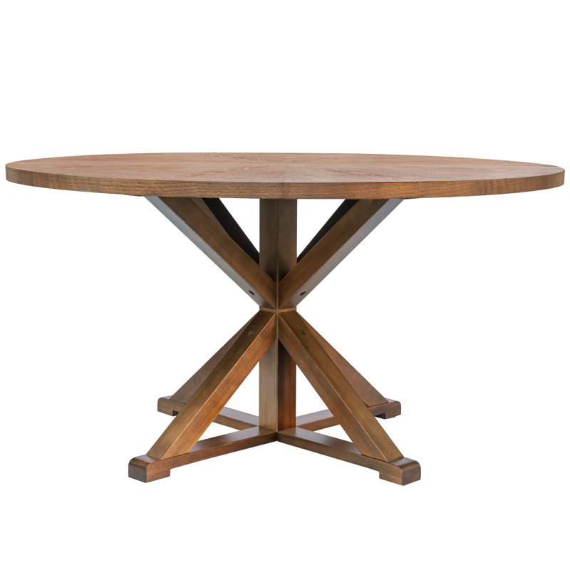 Evonia 59-Inch 8-Seat Round Solid Wood Dining Table