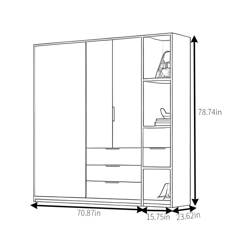 Armoire classique rétro, H 78,74 po x l 86,61 po x P 23,62 po