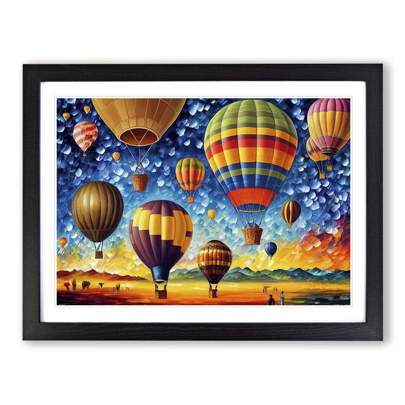 Colourful Hot Air Balloons Vol.4 - Print, 25cm H x 34cm W x 2cm D, Black Framed