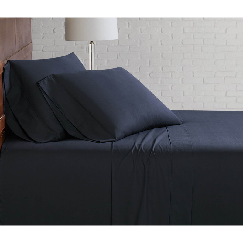 Solid Percale, King Sheet Set with 2 Pillowcases, Black