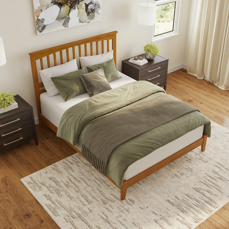 Lit plateforme en bois massif Mission, Grand, Light Toffee