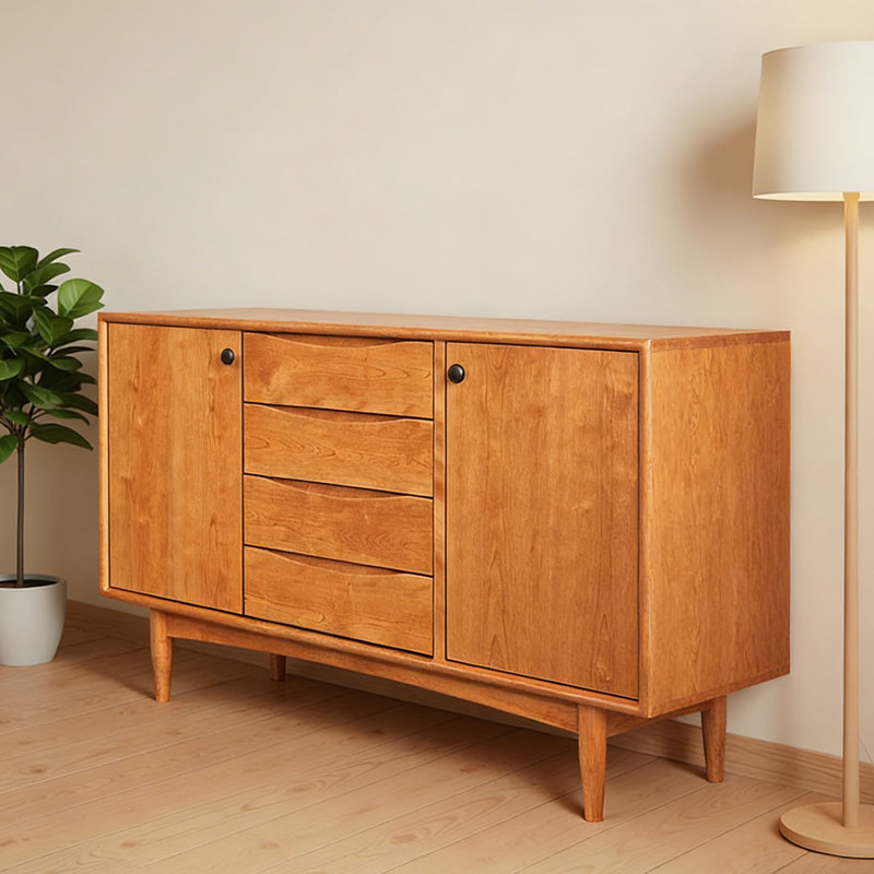 Multi-functional solid wood sideboard