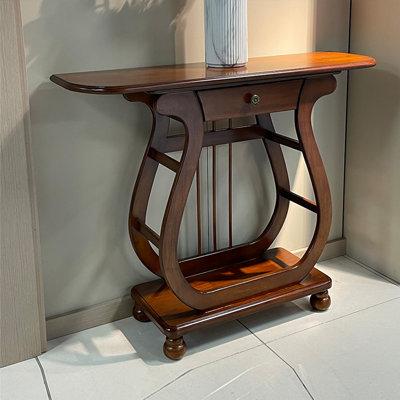 Tablette de comptoir d'entrée en bois massif, armoire de maison semi-ronde