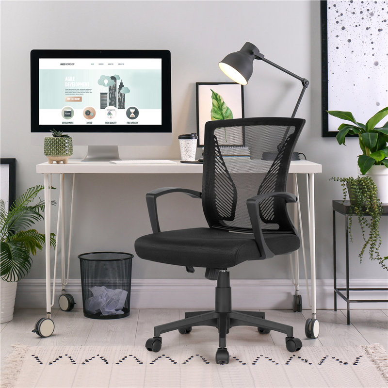 Mid-back Mesh Office Chair, Black/Black