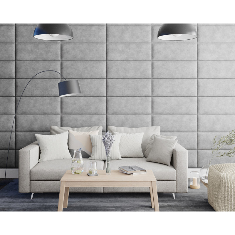 Kassius 30 cm x 75 cm Peel and Stick Upholstered Wall Paneling in Silver, Silver
