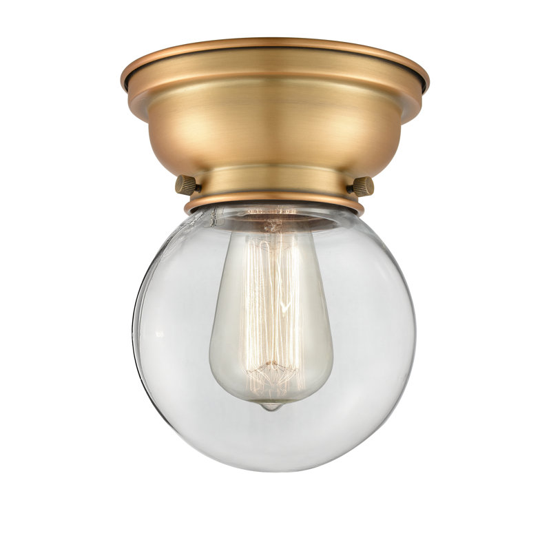 Plafonnier encastré en verre Lorri, Ampoule non incluse, Transparent, Laiton brossé