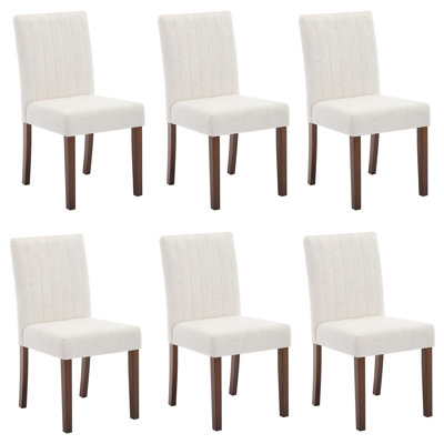 6 Pieces Upholstered Dining Chairs For Dining Room,Modern Button Tufted Kitchen Chairs with Wood Legs & Padded Seats for Living Room ,Kitchen,beige