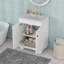 Lavabo de salle de bain élégant en céramique avec cadre en bois massif, tablette réglable-1734237821