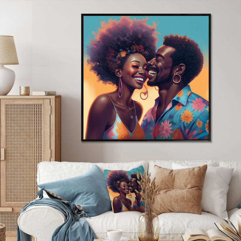 «Beautiful Black Couple In Love IV», impression sur toile, Cadre photo noir, H 16 po x l 16 po x P 1 po