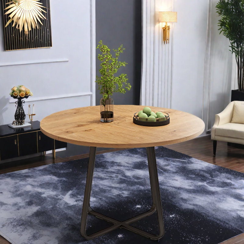 Table de salle à manger moderne en bois, pieds robustes en MDF, assemblage spacieux et facile