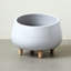 Round Ceramic Planter with Wood Feet-27131845