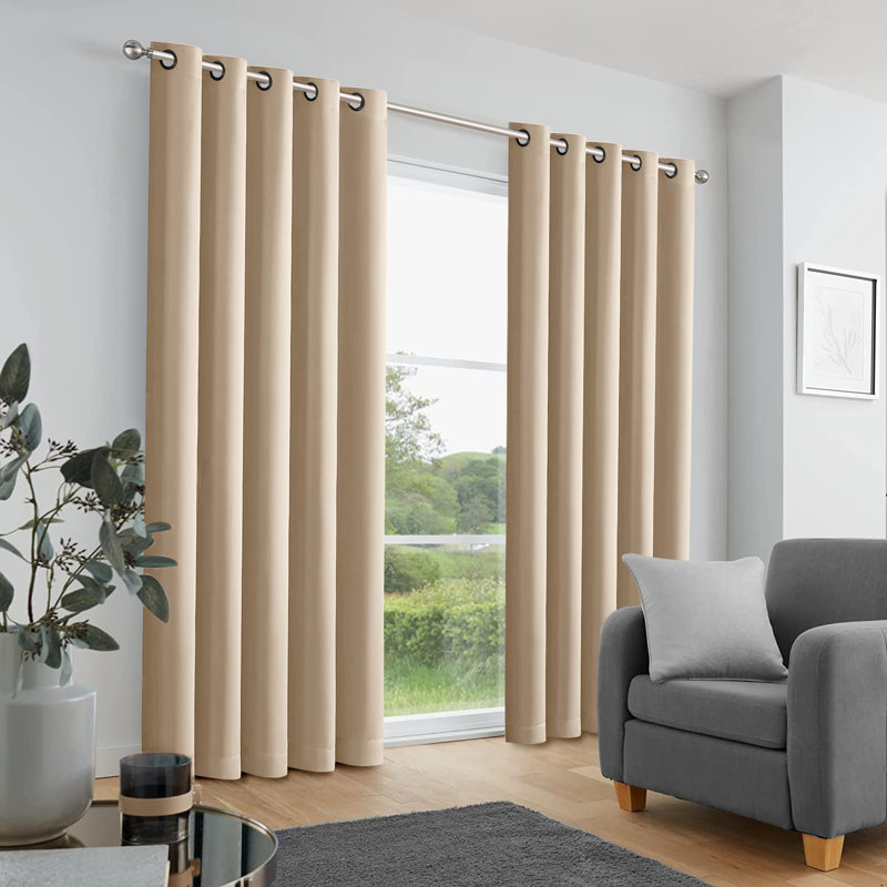 Trina Polyester Blackout Curtain, 228cm Width x 228cm Drop, Cream