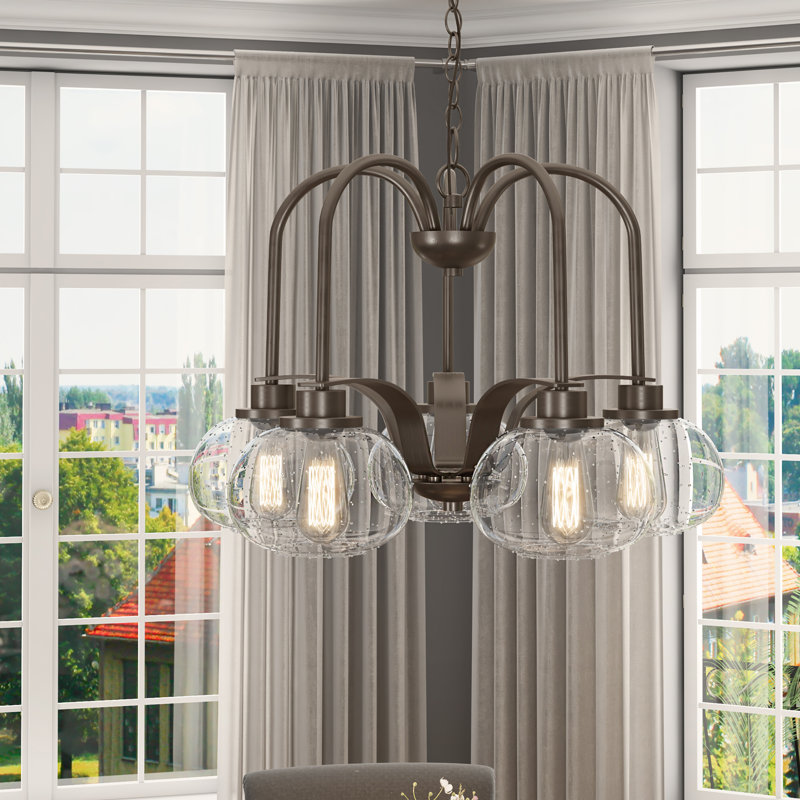 Lustre linéaire moderne unique à 5 lumières Chamblee, Bronze