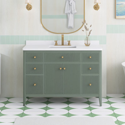 Meuble-lavabo sur pied de 122 cm (48 po) avec lavabo simple et comptoir en marbre reconstitué