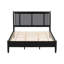 Grand lit en bois massif, support robuste de 500 lb, aucun sommier tapissier requis, tête de lit tapissier noire avec poignées en métal-544010542
