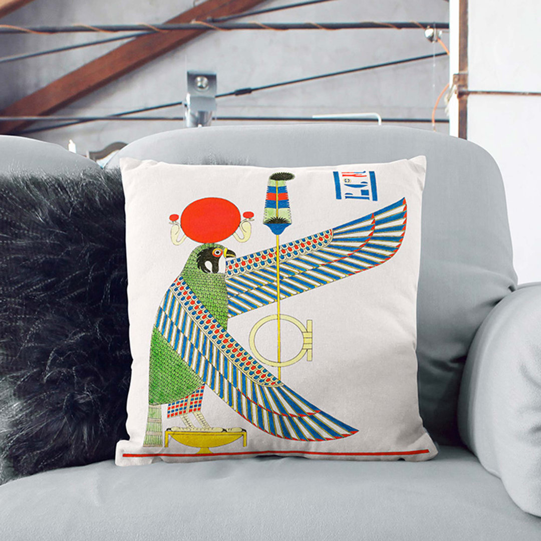 Egyptian Hawk by L. Dubois Cushion with Filling
