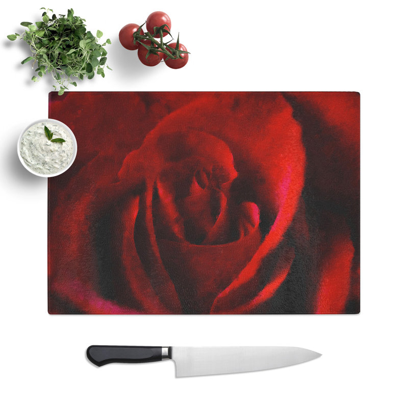Tempered Glass the Beauty of a Red Rose Chopping Board, 20 cm x 28.5 cm