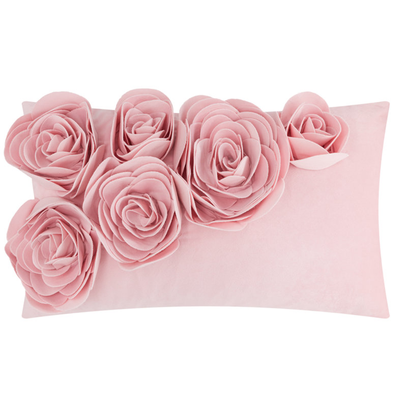 3D Floral Throw Pillow Cover Floral Decorative Accent Pillow Case, Rectangle 12"H x 20"W, Sky Blue-Bottom