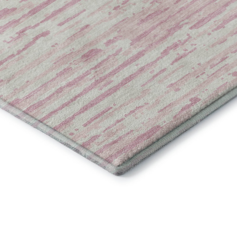 Premium Machine Washable Prisco Pink Rug, Rectangle 10' x 14'