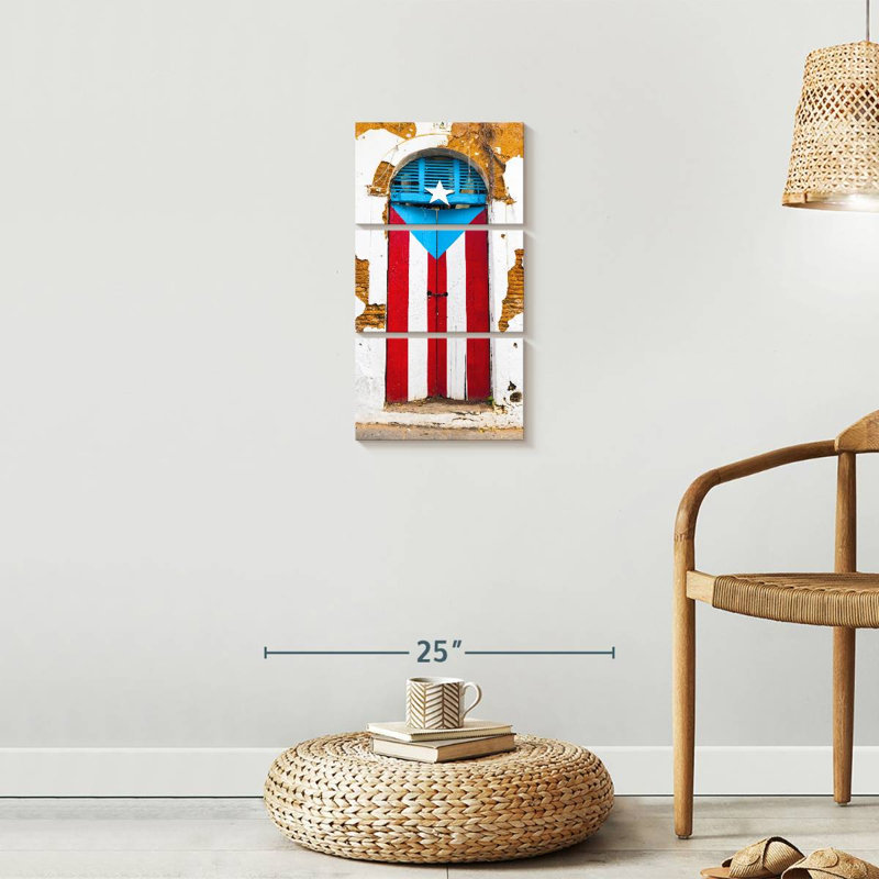 Porte de drapeau portoricain, reproduction d'art sur toile, H 27 po x l 12 po x P 1 po