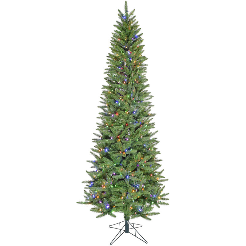 Christmas Time 6.5 ft. Windsor Pine Slim Artificial Prelit Christmas Tree with Dual Multicolor & Warm White LED Lights