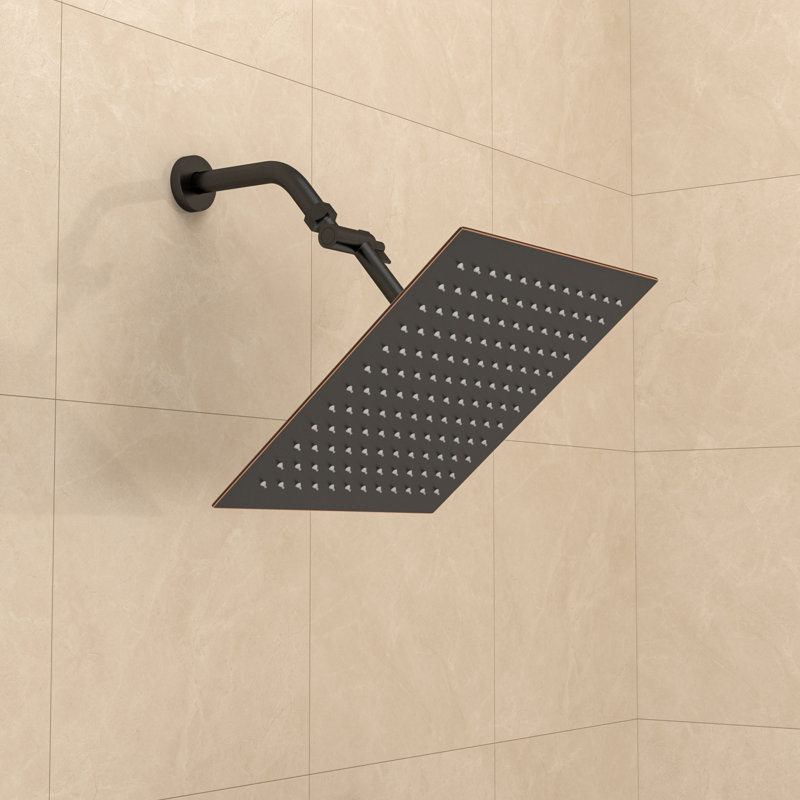 Pomme de douche à pluie réglable 12 po 1,8 GPM, pomme de douche à jet simple carré, Bronze huilé