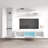 85" Modern Floating Wall Mounted Entertainment Center with 16-Color LED Lighting, High Gloss Finish-335221264