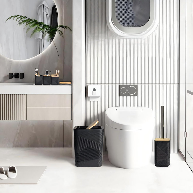 Ensemble d'accessoires de salle de bain en bambou 6 pièces