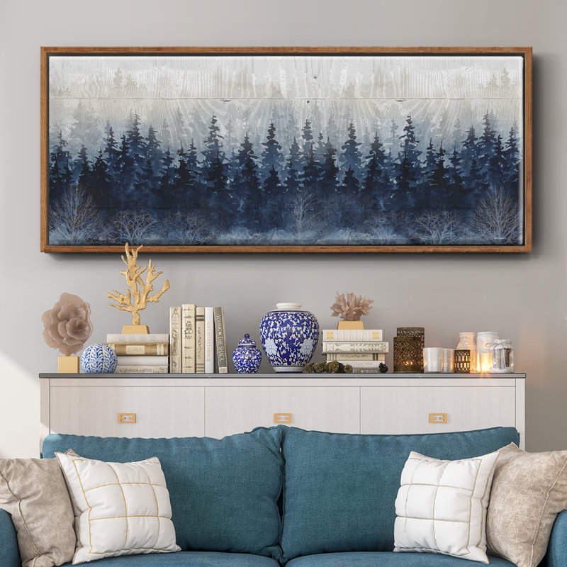 Misty Indigo Forest - toile encadrée, H 8 po x l 20 po