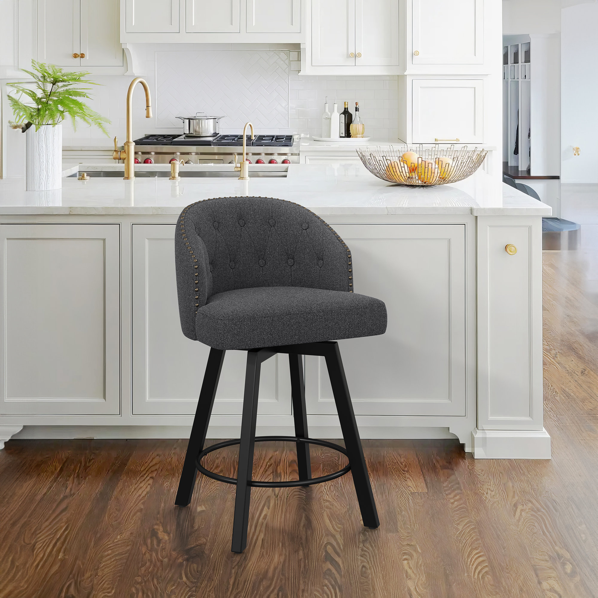 Wildon Home® Elyan A Counter Height Bar Stools, 26" H Swivel Bar Stool