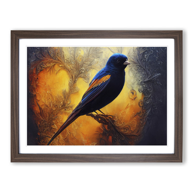 Mystical Bird - Framed Print, 46cm H x 64cm W, Walnut
