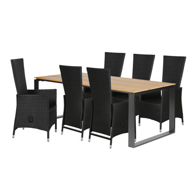 Mishell 6 - Person Wicker Patio Dining Set with Rectangular Table