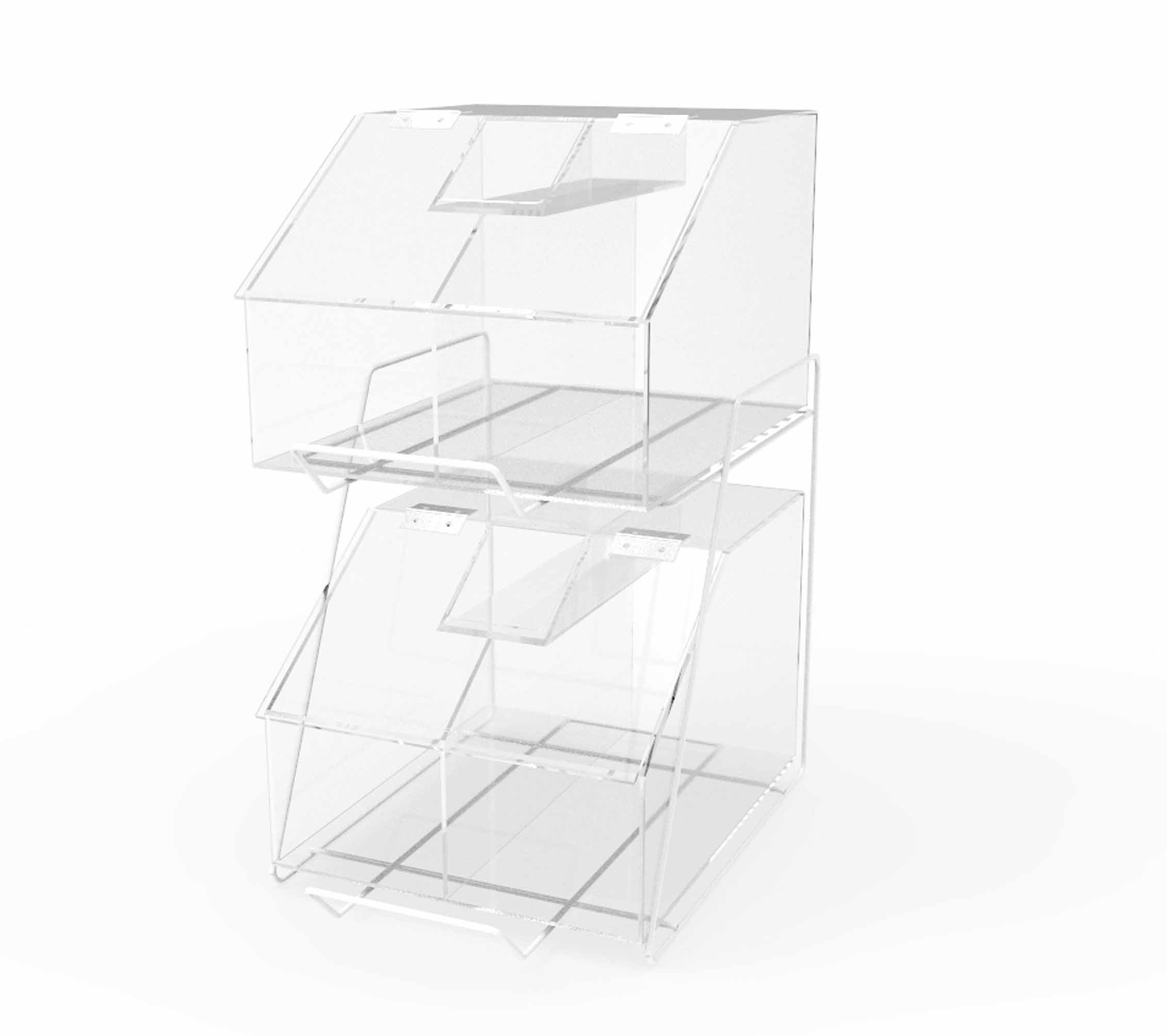 Prep & Savour TwoTier Metal Candy Bin Display Rack Plaxiglass Acrylic Bin Counter Top Rack Food