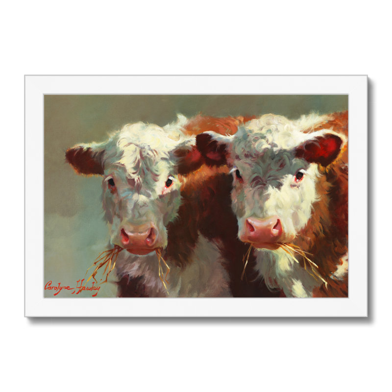 Babson Cow Belles 1 Piece Painting, 55cm H x 80cm W, White Framed Paper Print