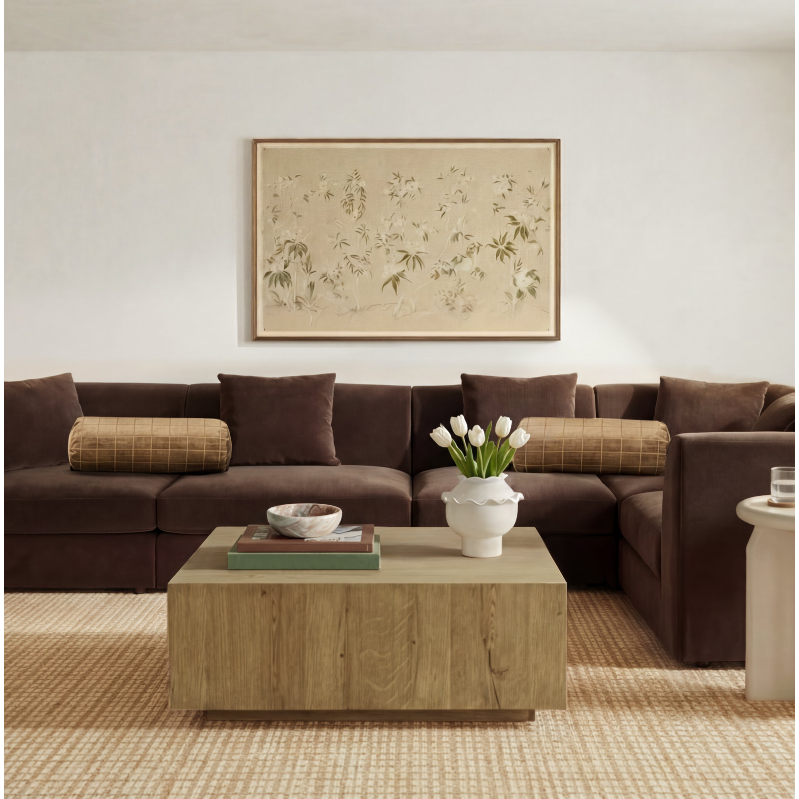 Nadine "Linen Chinoiserie" Painting, 33" H x 48" W