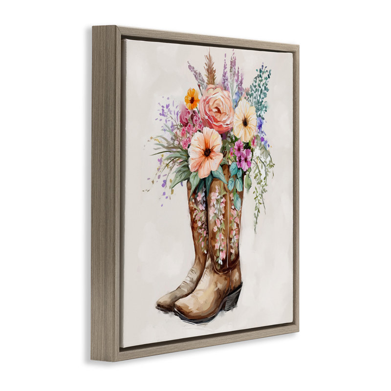 Bouquet de bottes de cowboy champêtre, Cadre flottant orme Montalcino, H 18 po x l 18 po