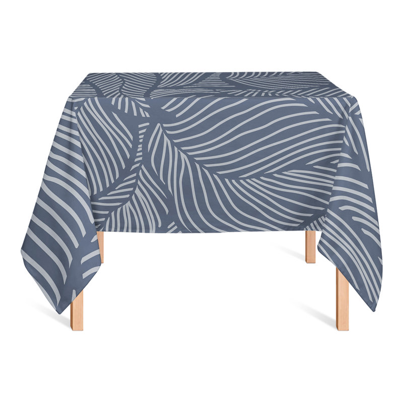 Dense Leaves Gray 4 Tablecloth, Blue