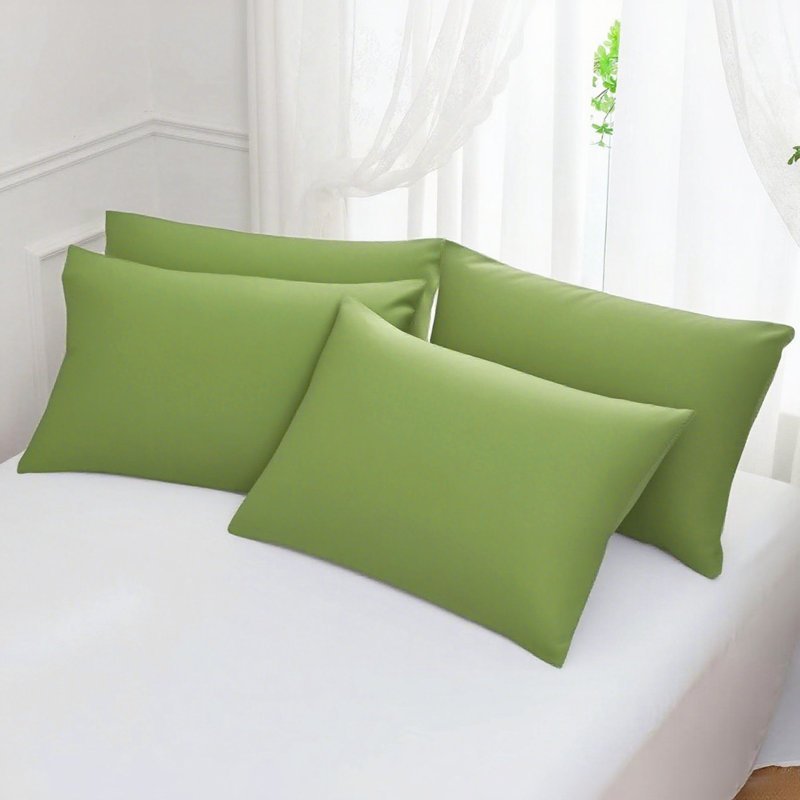 Plush Brushed Microfiber Pillowcases 4 Pack - Wrinkle Fade Stain-Resistant Envelope Style 20x30 Inches​, Sage Green