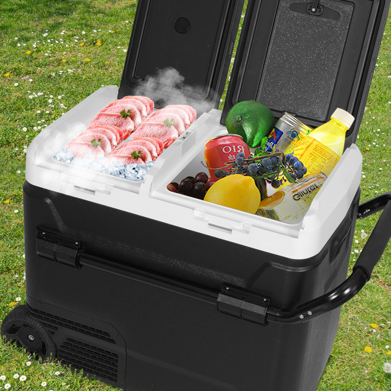  60L Large Portable Car Refrigerator, Dual Zone Camping Fridge Freezer with USB Charging, App Control