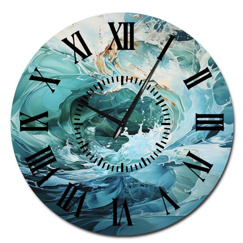 Horloge murale turquoise et blanche, Surdimensionné