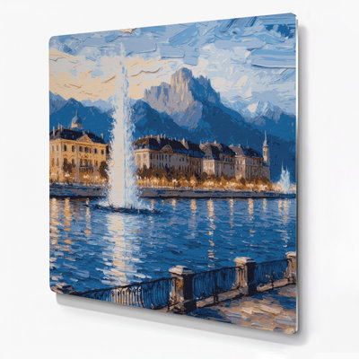 Cities Geneva Switzerland Blue Metal Wall Art