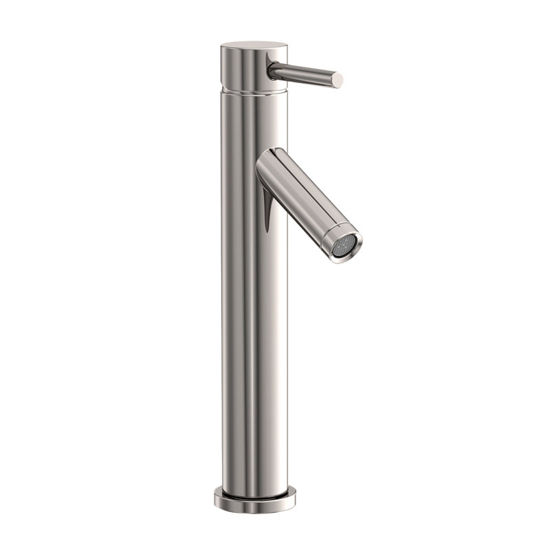 East Linear Single Hole Vessel Faucet, Polished Nickel