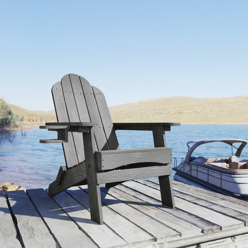 Chaise Adirondack pliante en plastique, Gris foncé