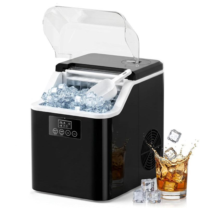 Machine à glaçons de comptoir pour machine à glaçons 45 lb / jour, 24 cubes par cycle, 6 à 13 minutes de glaçons rapides, minuterie avec auto-nettoyage manuel et branchement automatique à l'eau pour le bar à domicile