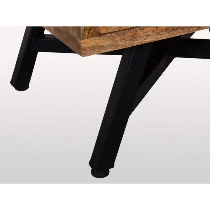 Commode 4 tiroirs en bois de manguier avec pieds en métal noir