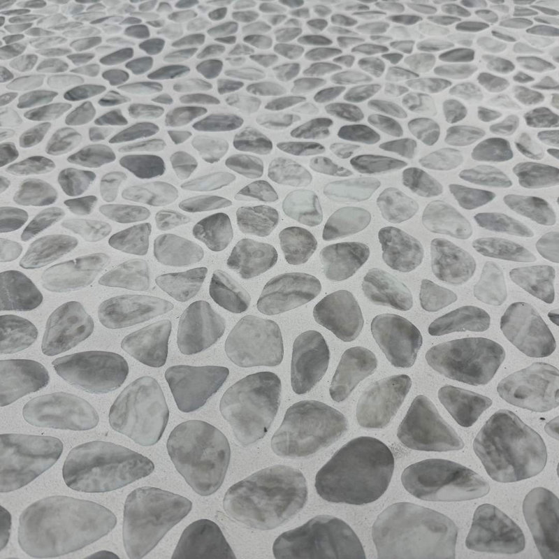 Huron 12" x 12" Silverado Matte Glass Pebble Mosaic Floor and Wall Tile, Silverado